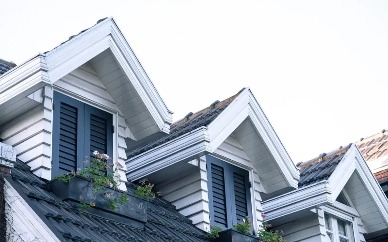 dormers, windows, house, roof, shutters, wood, gable roof, home